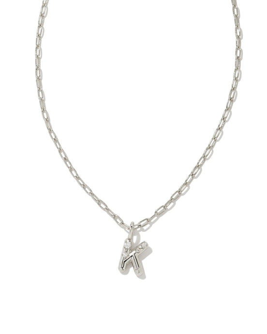 Kendra Scott Crystal Letter K Silver Metal Necklace