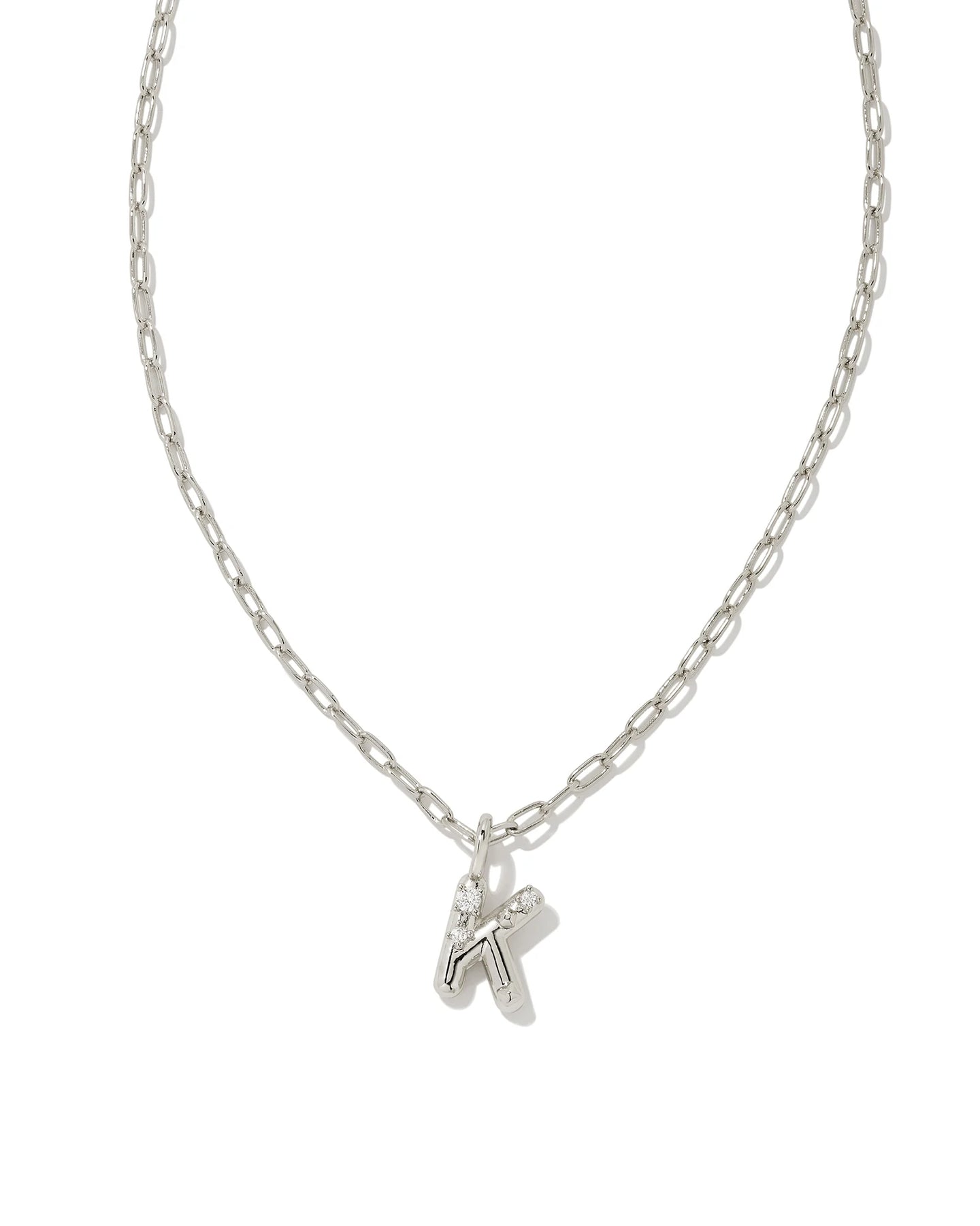 Kendra Scott Crystal Letter K Silver Metal Necklace