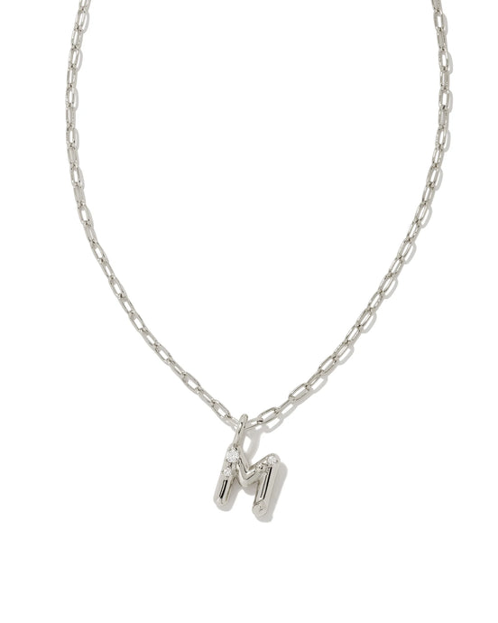 Kendra Scott Crystal Letter M Silver Metal Necklace