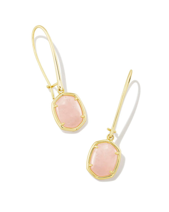 Kendra Scott Daphne Wire Drop Earrings Gold Rose Quartz