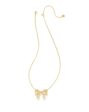 Load image into Gallery viewer, Kendra Scott Gold Krista Bow Pendant Necklace in White Mix