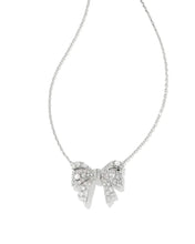 Load image into Gallery viewer, Kendra Scott Silver Krista Bow Pendant Necklace in White Mix