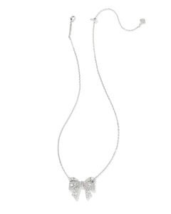 Kendra Scott Silver Krista Bow Pendant Necklace in White Mix