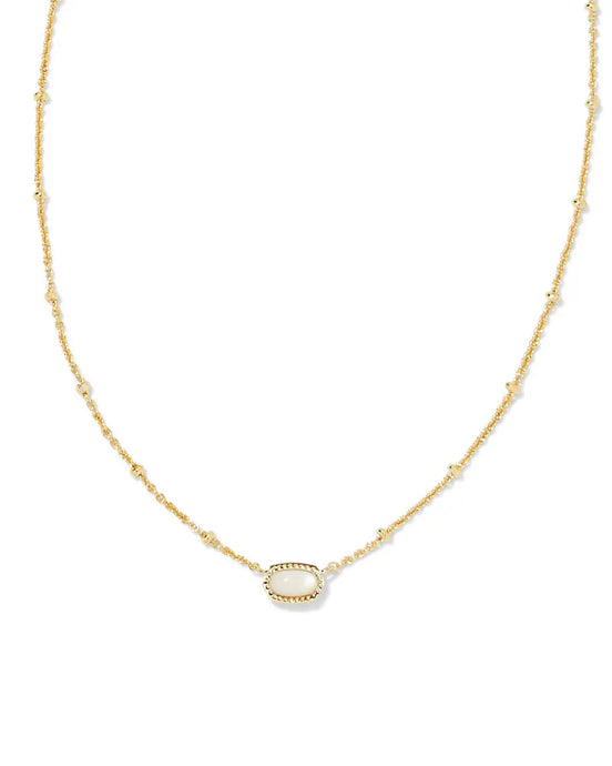 Kendra Scott Boxed Gold Mini Elisa Necklace in Ivory MOP