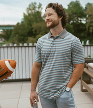 Load image into Gallery viewer, Southern Shirt Co. Men&#39;s Tucker Stripe Polo Steel Blue