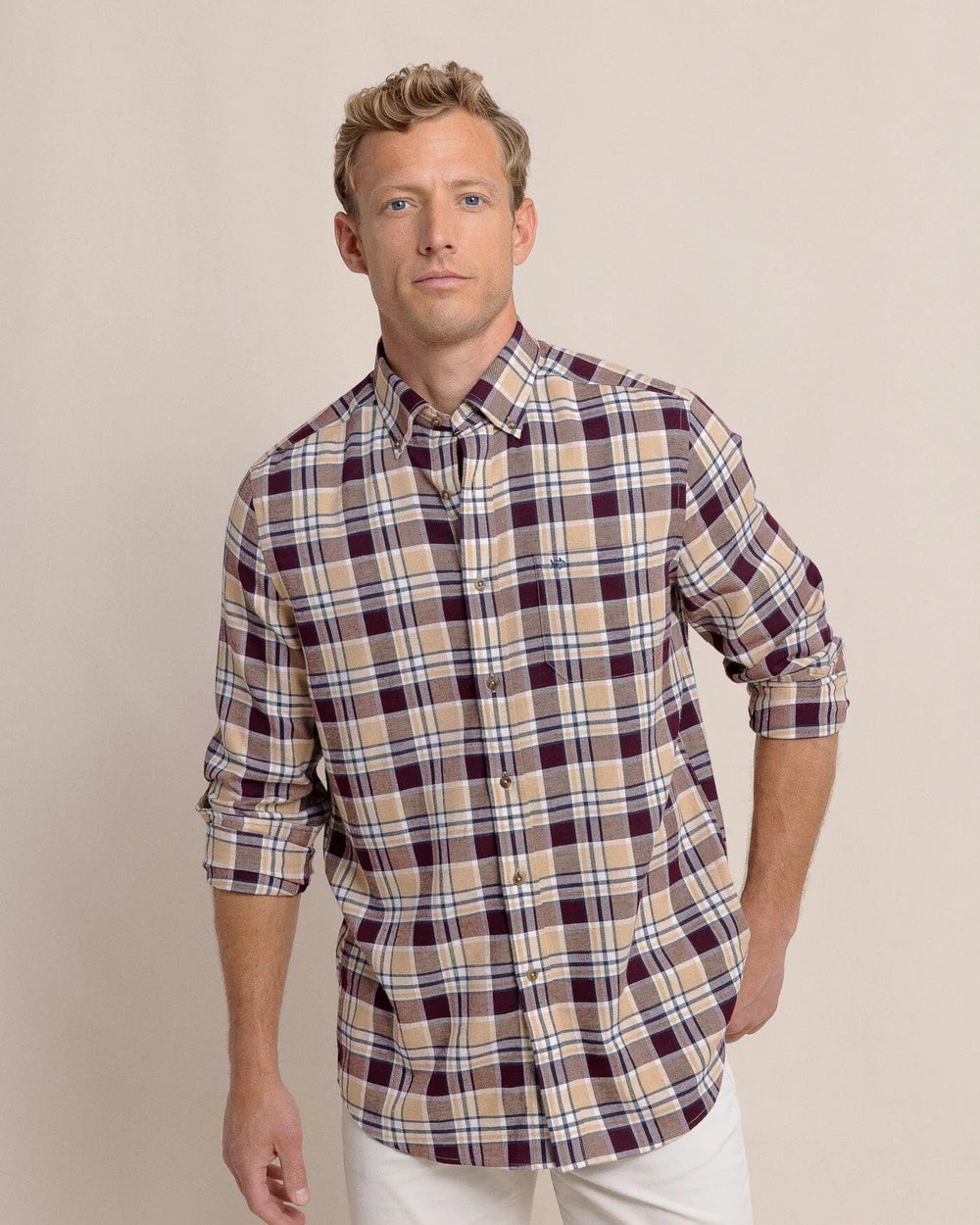 Southern Tide Men's Sweetgrass Plaid Beach Flannel Sport Shirt