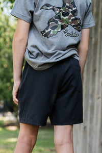 Burlebo Youth Black Athletic Shorts Throwback Camo Liner