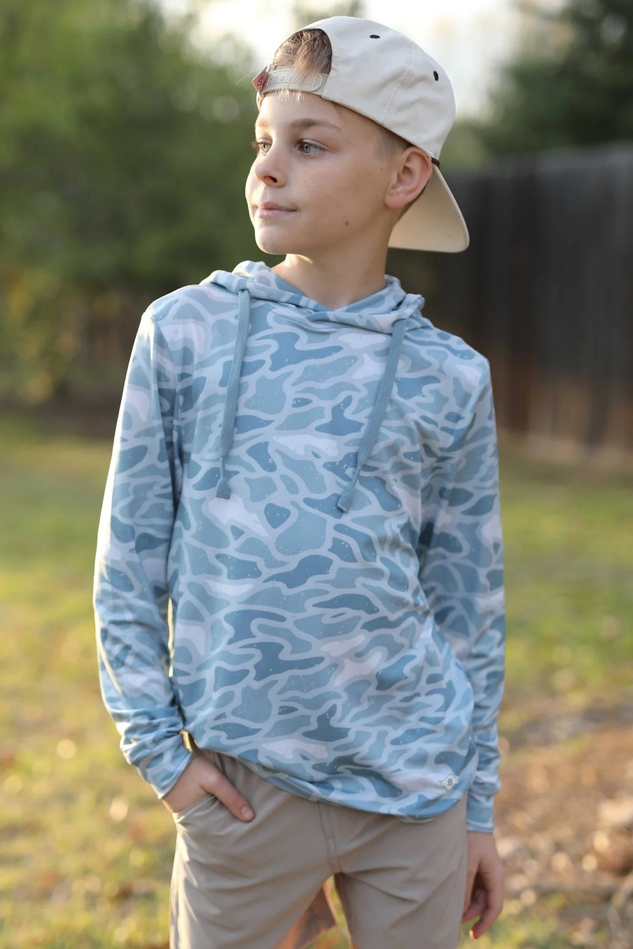 Burlebo Seaside Camo Youth Performance Hoodie