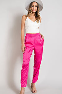 Over It Satin Joggers Hot Pink