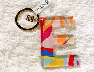 Patterned Initial Keychain