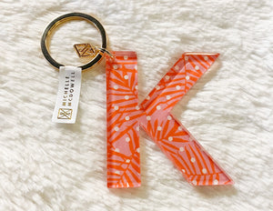 Patterned Initial Keychain