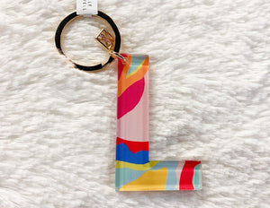 Patterned Initial Keychain