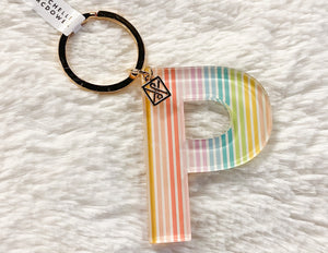 Patterned Initial Keychain