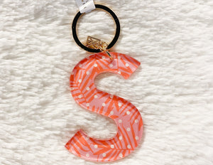 Patterned Initial Keychain