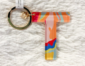 Patterned Initial Keychain