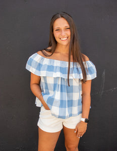 Women's Riley Gingham Ruffle Top