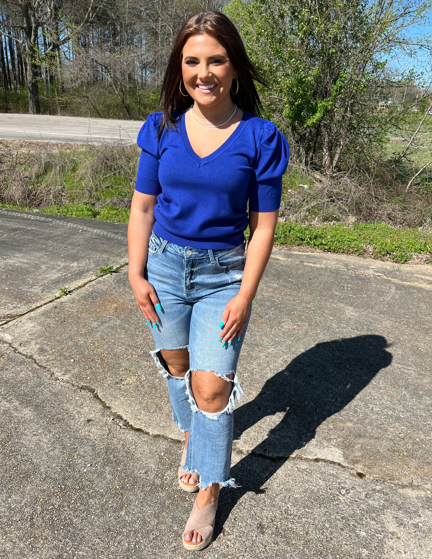 Endless Possibilities Puff Sleeve Top Royal Blue