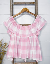 Load image into Gallery viewer, Women&#39;s Riley Gingham Ruffle Top