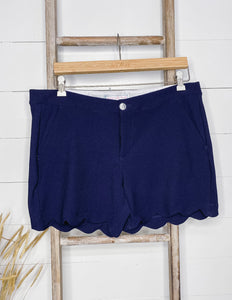 Lauren James Scalloped Textured Shorts