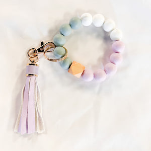 Tassel Drop Silicon Wristlet Keychain -Lavender