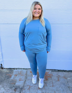 *Doorbuster* Zenana Leggings Plus Size-Blue Grey