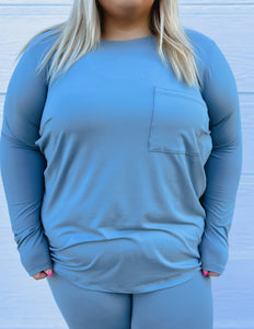 *Doorbuster* Zenana Leggings Plus Size-Blue Grey