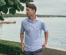 Load image into Gallery viewer, Southern Marsh Flyline Palm &amp; Pineapples Performance Polo Royal Blue