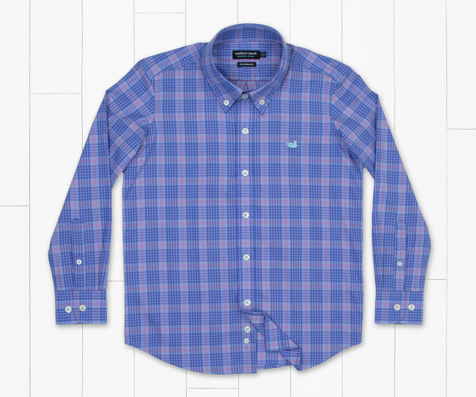 Southern Marsh Youth Calabash Performance Dress Shirt Lilac & Royal
